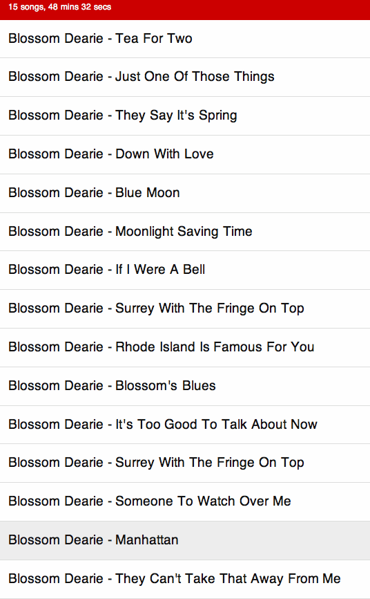 Click on the song list to listen to Blossom Dearie